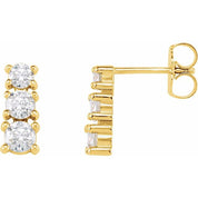 14K Yellow 7/8 CTW Natural Diamond Three-Stone Earrings