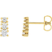 14K Yellow 1/4 CTW Natural Diamond Three-Stone Earrings
