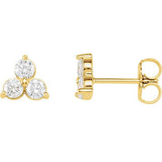 14K Yellow 1 CTW Natural Diamond Three-Stone Stud Earrings