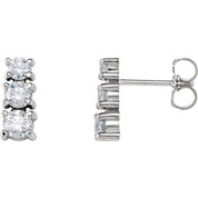 14K White 7/8 CTW Natural Diamond Three-Stone Earrings