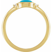 14K Yellow Natural Turquoise & .03 CTW Natural Diamond Ring