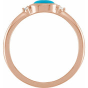14K Rose Natural Turquoise & .03 CTW Natural Diamond Ring