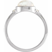 14K White Natural Rainbow Moonstone & .03 CTW Natural Diamond Ring