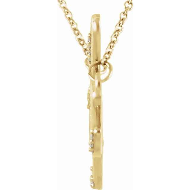 14K Yellow .08 CTW Natural Diamond "Hope" Phrase 16 1/2* Necklace