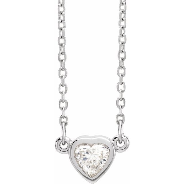 14K White Diamond Heart Necklace 1/4 CT - Perfect Gift for Her