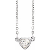 Sterling Silver 1/4 CT Natural Diamond Heart 16-18" Necklace