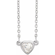 Sterling Silver 1/4 CT Natural Diamond Heart 16-18" Necklace