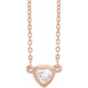 14K Rose 1/4 CT Natural Diamond Heart 16-18" Necklace