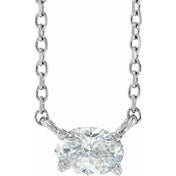 Platinum 3/8 CT Natural Diamond Solitaire 16-18" Necklace
