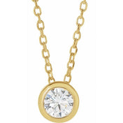 14K Lab-Grown Diamond Bezel-Set and Crescent Moon Necklace 16-18" Length