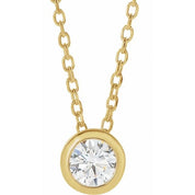 14K Lab-Grown Diamond Bezel-Set and Crescent Moon Necklace 16-18" Length