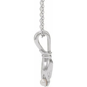 14K White Cultured White Seed Pearl Buddha Hand 16-18" Necklace