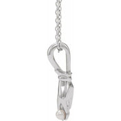 Platinum Cultured White Seed Pearl Buddha Hand 16-18" Necklace