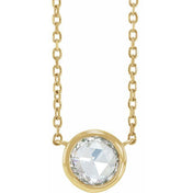 14K 1/2 CT Rose-Cut Natural Diamond Bezel-Set 18" Necklace