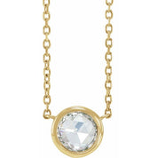 14K 1/2 CT Rose-Cut Natural Diamond Bezel-Set 18" Necklace
