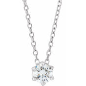 14K White 1/4 CT Lab-Grown Diamond Solitaire 16-18" Necklace