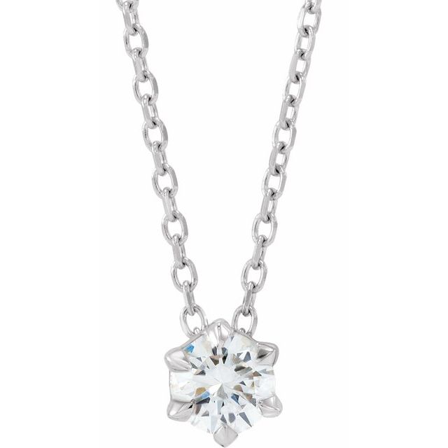 4 CT Lab-Grown Diamond Solitaire 16-18" Necklace