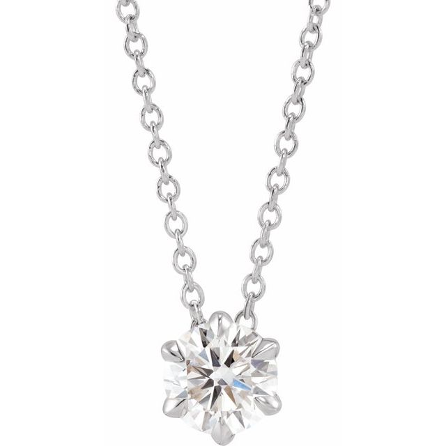 2 CT Lab-Grown Diamond Solitaire 16-18" Necklace