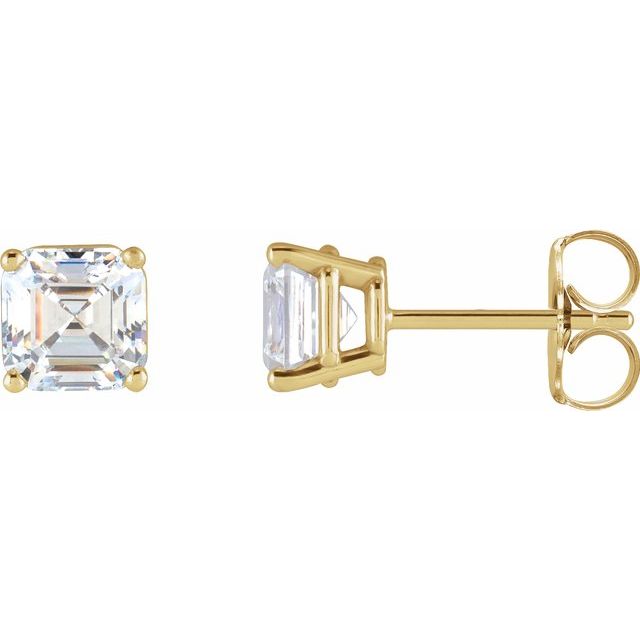 14K Yellow Gold 1/5 CTW Natural Diamond Earrings - Elegant Asscher Cut by Brand Name