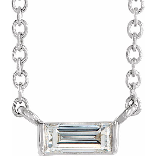 Natural Diamond Stackable Solitaire Necklace Adjustable 16-18" Series 88073