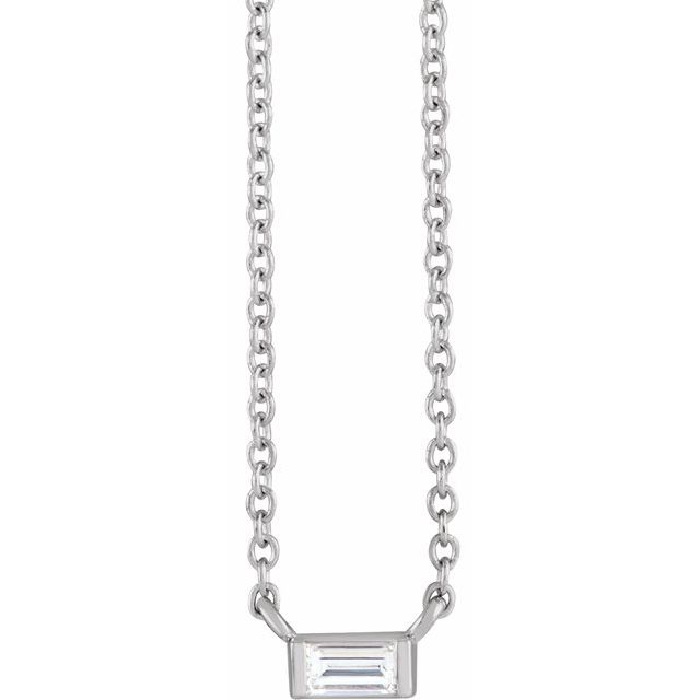 Natural Diamond Stackable Solitaire Necklace Adjustable 16-18" Series 88073