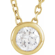 14K Lab-Grown Diamond Bezel-Set and Crescent Moon Necklace 16-18" Length