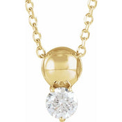 14K 1/6 CT Natural Diamond Bead 16-18" Necklace