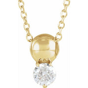 14K 1/6 CT Natural Diamond Bead 16-18" Necklace