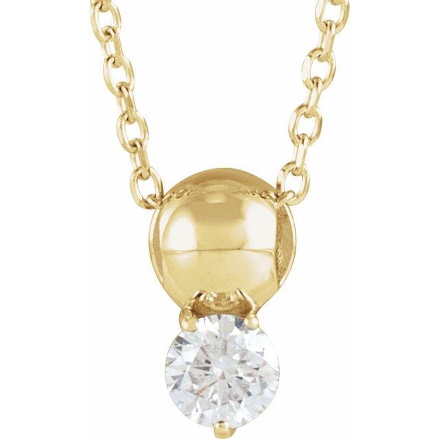 14K 1/6 CT Natural Diamond Bead 16-18" Necklace