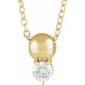 14K 1/10 CT Natural Diamond Bead Necklace 16-18"