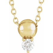 14K .06 CT Natural Diamond Bead Necklace 16-18"