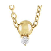 14K .02 CT Natural Diamond Bead Necklace 16-18"