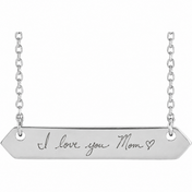 Custom Handwriting Necklace with Geometric Bar Pendant