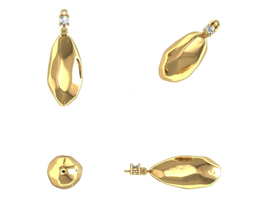 Oblong Gold Nugget Drop - Motek Jewelry