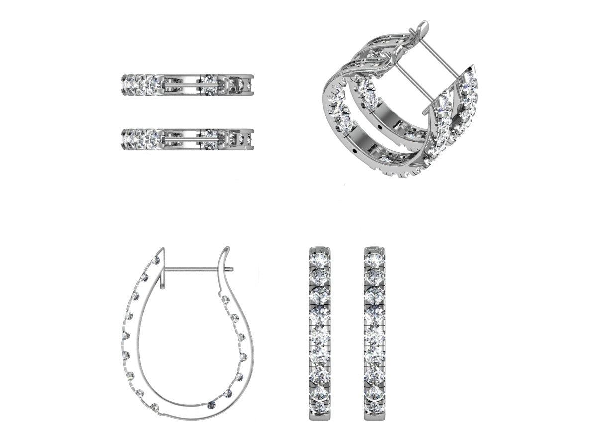 King David's Harp Diamond Hoop Earrings