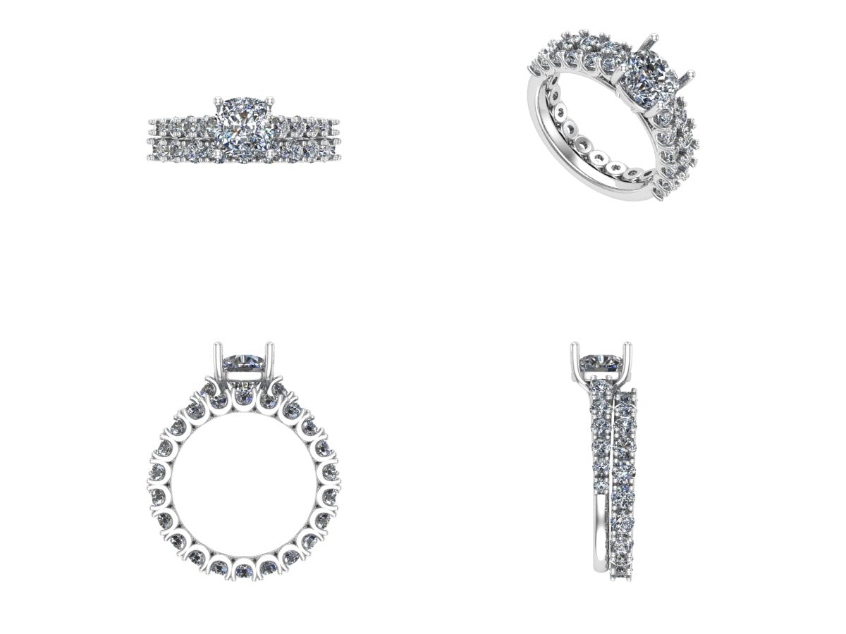Fishtail Setting Band Fishtail Setting Wedding Band Set – Motek Jewelry