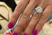 Split Shank Engagement Ring with Minimal Halo - Clarise - Motek Jewelry