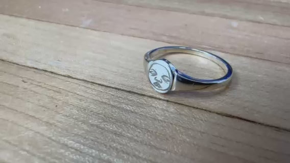 Custom Sterling Silver Ultrasound Signet Ring, Personalized Baby Face Keepsake (Made to Order)