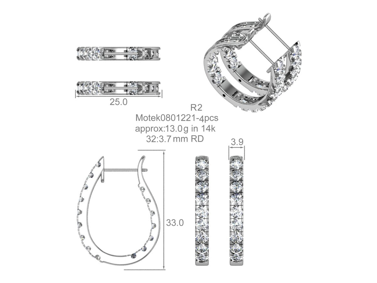 Diamond Harp Abstract Hoop Earrings - Bruchie - Motek Jewelry