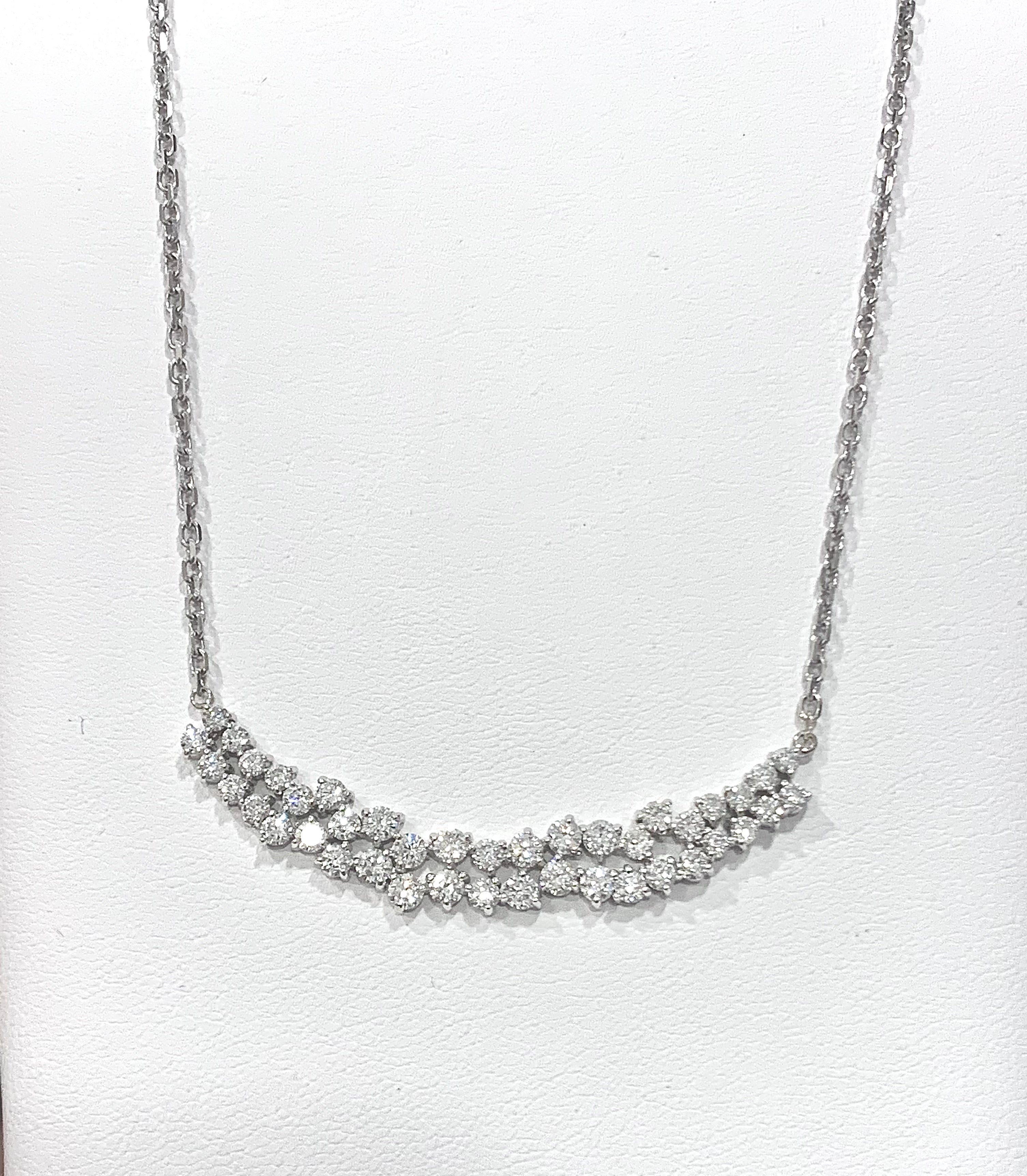 Abstract double curved bar diamond pendant MS6132w - Motek Jewelry