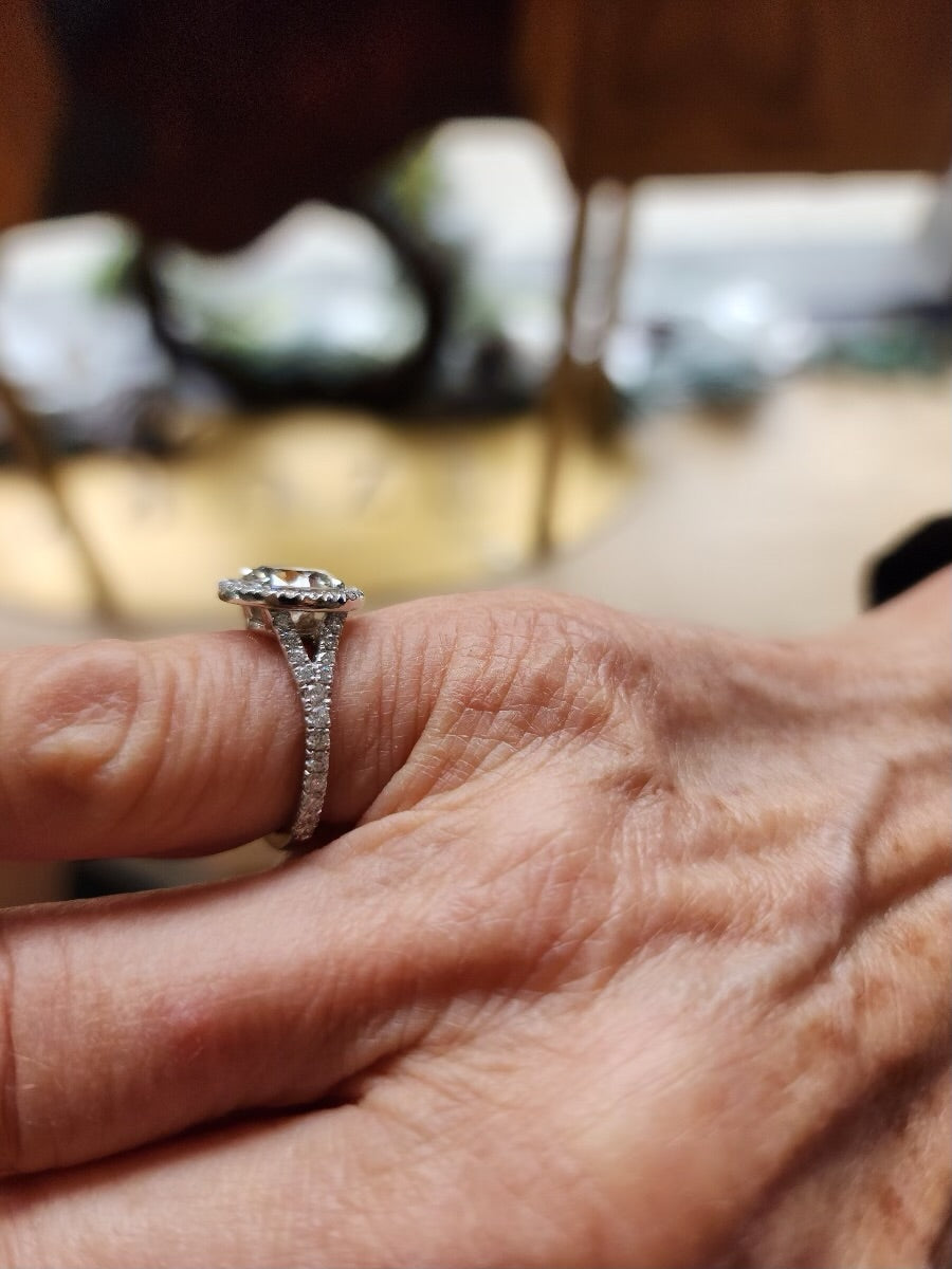 Split Shank Engagement Ring with Minimal Halo - Clarise