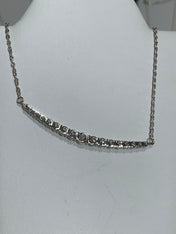14k White Gold Graduated Diamond Pendant Necklace MS6042 - Motek Jewelry