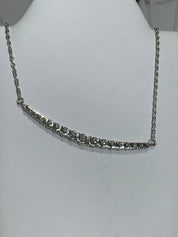 14k White Gold Graduated Diamond Pendant Necklace MS6042 - Motek Jewelry