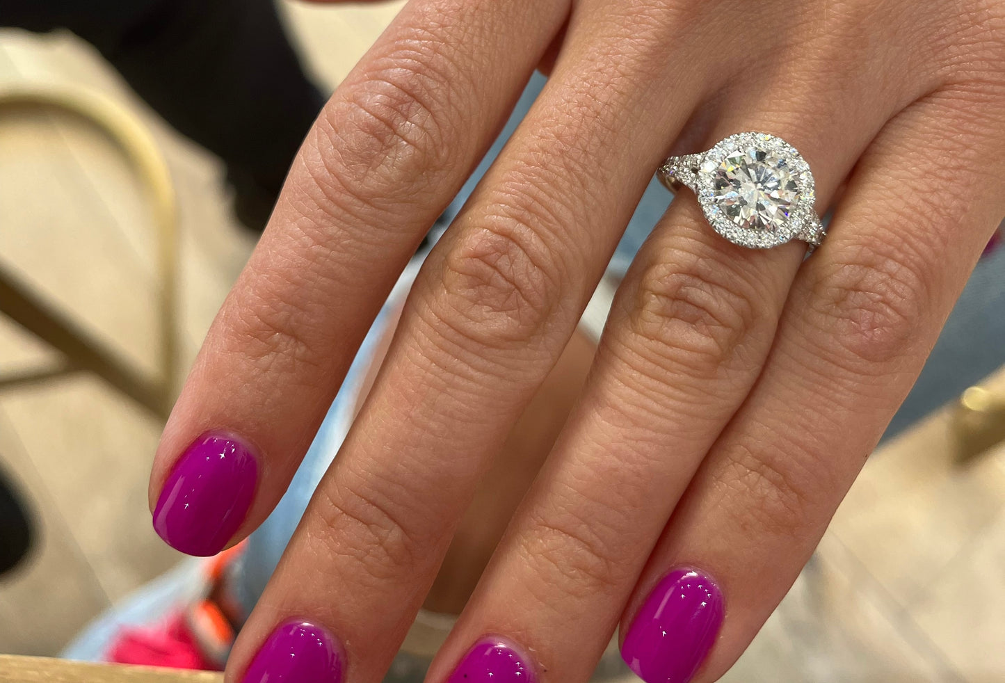 Split Shank Engagement Ring with Minimal Halo - Clarise