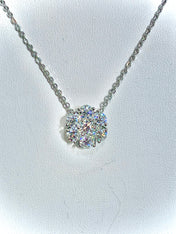 14k Gold Diamond Flower Cluster Necklace 3.85 Carats MS6101a - Motek Jewelry