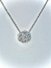 14k Gold Diamond Flower Cluster Necklace 3.85 Carats MS6101a - Motek Jewelry