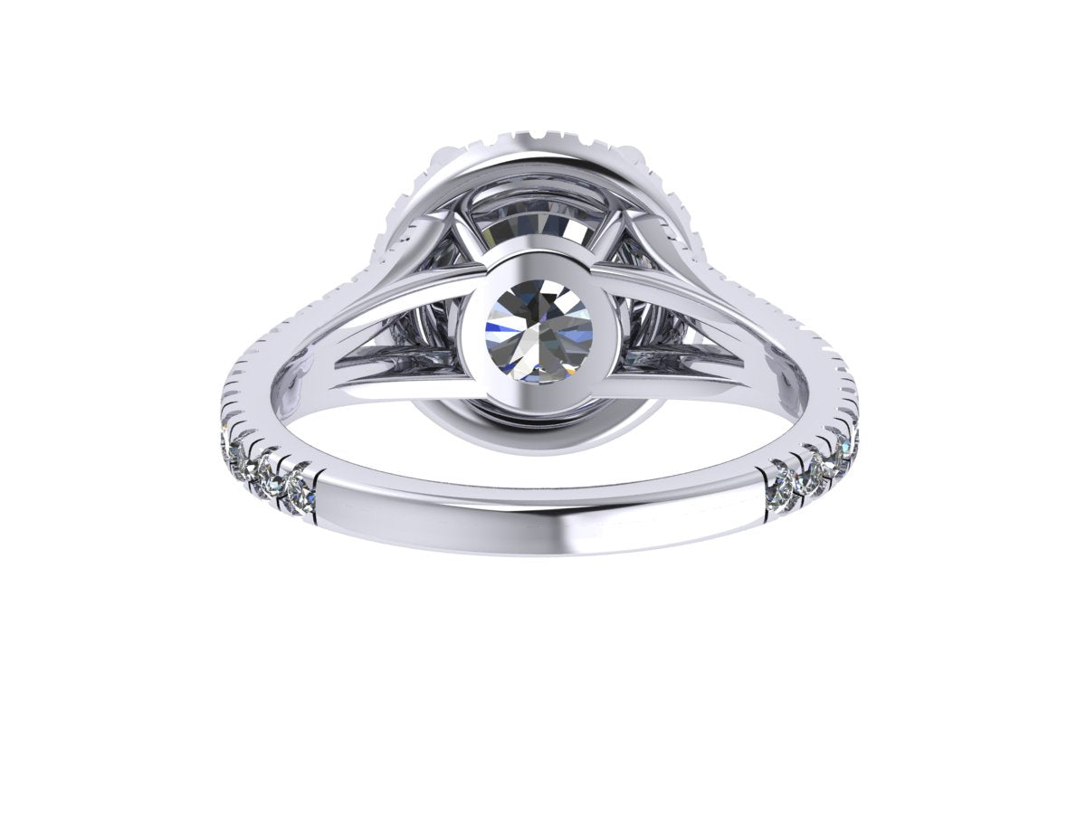 Split Shank Engagement Ring with Minimal Halo - Clarise