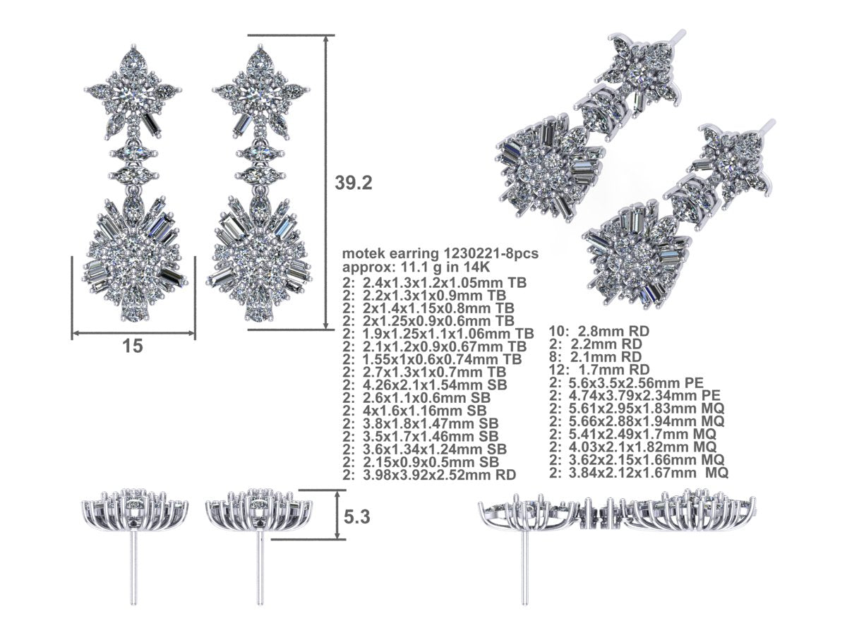 Abstract Starburst Earrings - Faigy - Motek Jewelry