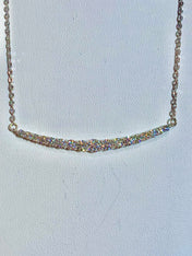 14k White Gold Graduated Diamond Pendant Necklace MS6042 - Motek Jewelry
